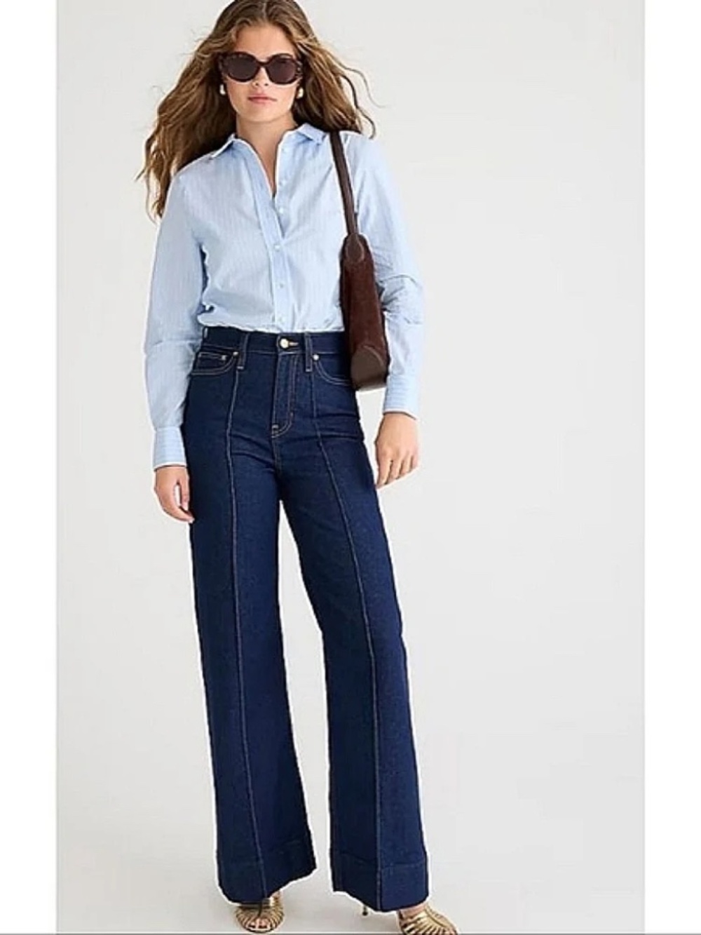 J.Crew Pintuck Denim Trouser in Rinse Wash